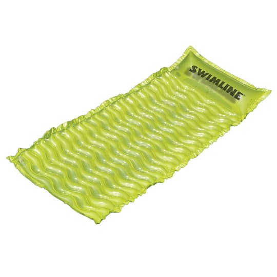 72" Inflatable Lime Green Bubble Swirled Swimming Pool Air Mattress Float